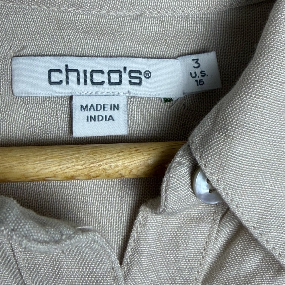 Chicos Puff Sleeve Linen Blend Shirt, Size 3 = 14
**Shirt only this listing** - Picture 3 of 10